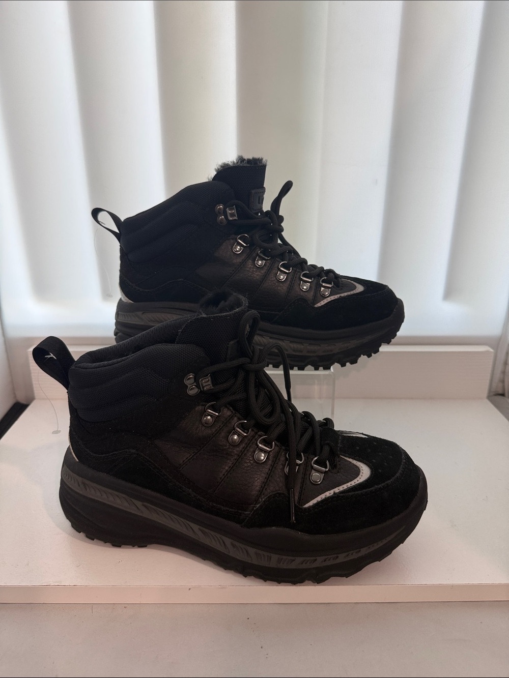 UGG Kids Black and Gray Lace-Up Hiking Boots